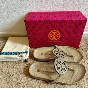 NEW Tory Burch Miller Cloud Women's Sandals - Stingray Printed Leather, US 7